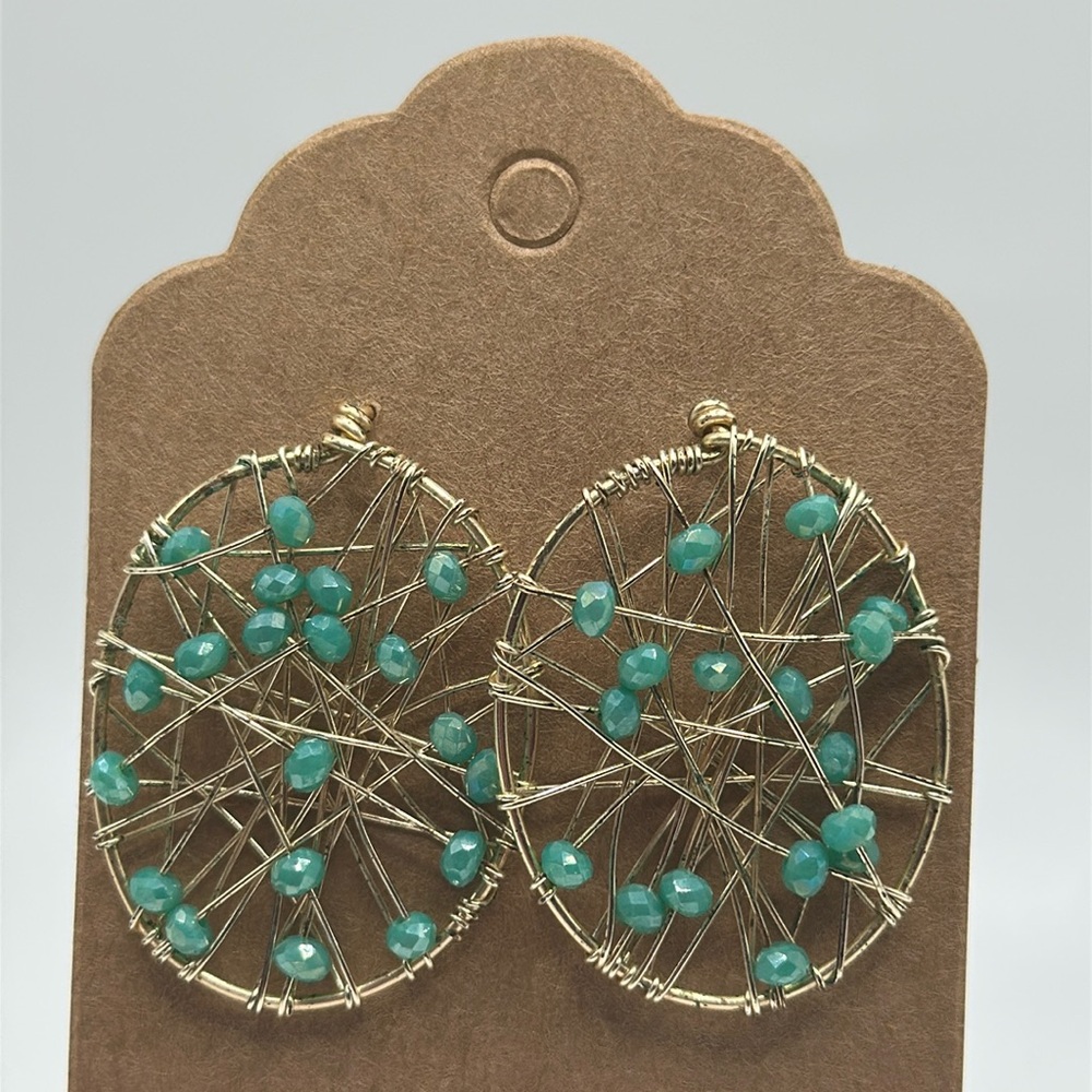 Gold tone sparkling wire wrap studd earrings handmade